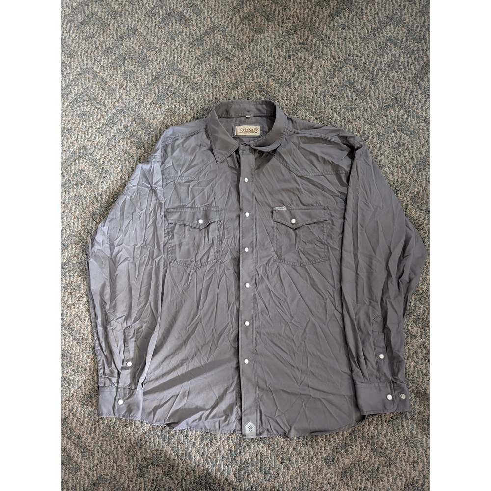 Rafter C Outdoors Mens XL Gray Western Snap L/S Performance Shirt RCFL0003
